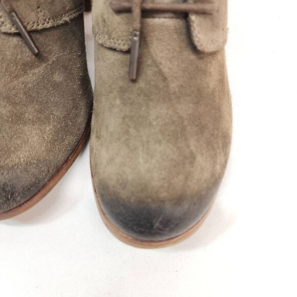 Toms Size 9 Lunata Tarmac Gray Suede Lace-Up Distressed High Heel Boots shoes Wo - Picture 10 of 12